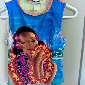 Kids' Vibrant Blue Hawaiian Tank Top